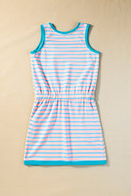 Load image into Gallery viewer, Pink Stripe Contrast Trim Pocketed Casual Tank Dress
