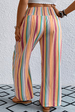 Load image into Gallery viewer, Orange Stripe Plus Size Boho Smocked Waist Loose Pants
