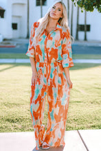 Load image into Gallery viewer, Multicolor Bohemian Tie Dye Pleated Shirt Collar Loose Jumpsuit
