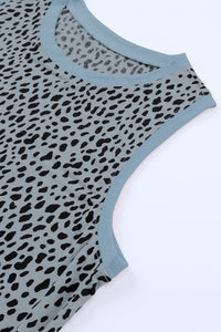 Leopard Print Round Neck Tank Top