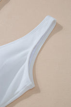 Load image into Gallery viewer, White Asymmetric Ruffle Trim Tie Waist One Piece Swimsuit
