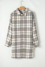 Load image into Gallery viewer, White Plaid Print Tunic Plus Size Shacket with Slits
