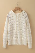 Load image into Gallery viewer, White Pointelle Knit Raglan Sleeve Hooded Sweater
