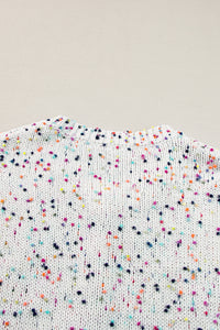 White Multicolor Confetti Sweater Cardigan