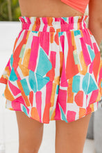 Load image into Gallery viewer, Rose Abstract Print A-line Ruffled Hem Shorts
