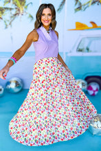 Load image into Gallery viewer, Pink Abstract Print Tiered Flowy Maxi Skirt
