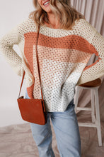 Load image into Gallery viewer, Apricot Pointelle Knit Colorblock Baggy Sweater
