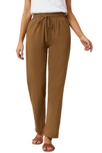 Load image into Gallery viewer, Blue Drawstring Elastic Waist Pockets Long Straight Legs Pants
