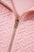 Load image into Gallery viewer, Light Pink Solid Textured Half Zipper Collared Sweatshirt
