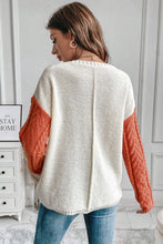 Load image into Gallery viewer, Gold Flame Colorblock Patched Pocket Drop Shoulder Sweater
