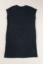 Load image into Gallery viewer, Black Textured Cap Sleeve T Shirt Dress
