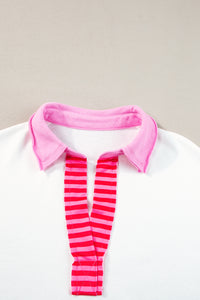 Pink Stripe Colorblock Patchwork Short Sleeve T Shirt Dress