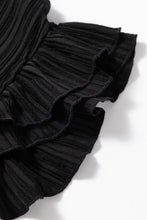 Load image into Gallery viewer, Black Textured Ruffled Sleeve V Neck Top
