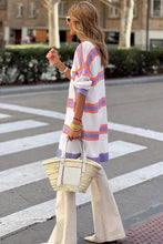 Load image into Gallery viewer, Multicolor Striped Long Sleeve Ribbed Trim Button Cardigan
