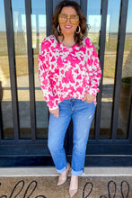 Load image into Gallery viewer, Rose Animal Print Long Sleeve V Neck Plus Size Top
