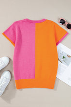 Load image into Gallery viewer, Flamingo 2-tone Color Block Knit Cap Sleeve Sweater Top
