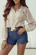 Load image into Gallery viewer, Red Floral Embroidered Lace Bubble Sleeve Shirt
