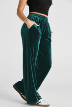 Load image into Gallery viewer, Black Solid Drawstring Waist Wide Leg Pants
