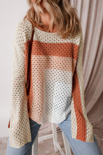 Load image into Gallery viewer, Apricot Pointelle Knit Colorblock Baggy Sweater
