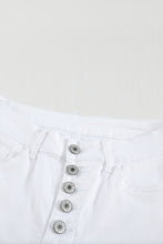 Load image into Gallery viewer, Gray Plain High Waist Buttons Frayed Cropped Denim Jeans
