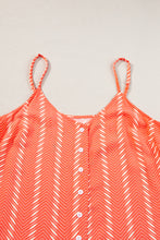 Load image into Gallery viewer, Orange Chevron Stripe Print Buttoned V Neck Cami Top
