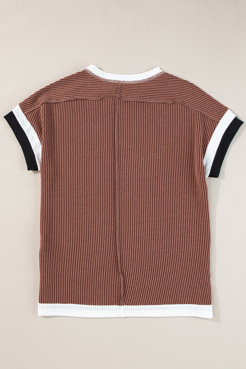 Grass Green Textured Contrast Trim Round Neck T Shirt
