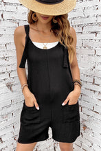 Load image into Gallery viewer, Black Adjustable Straps Pocketed Textured Romper
