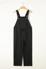 Load image into Gallery viewer, Black Drawstring Buttoned Straps Cropped Overall

