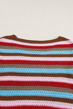 Load image into Gallery viewer, Multicolour Striped Ruffled Sleeve V Neck Sweater
