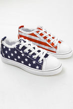 Load image into Gallery viewer, Blue American Flag Lace-up Canvas Flat Shoes
