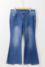 Load image into Gallery viewer, Blue Plus Size Exposed Seam High Waist Flare Jeans
