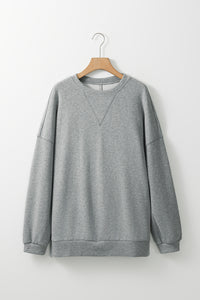 Medium Grey Side Split Drop Shoulder Oversized Top