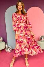 Load image into Gallery viewer, Rose Floral Print Buttoned Smocked High Waist Maxi Dress
