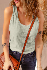 Gray Scoop Neck Basic Solid Tank Top