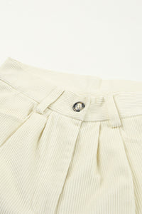 Gray Corduroy High Waist Straight Leg Pants