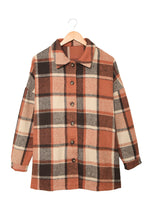 Load image into Gallery viewer, Red Plaid Print Buttoned Shirt Jacket
