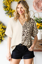 Load image into Gallery viewer, Rose Contrast Leopard Color Block Blouse
