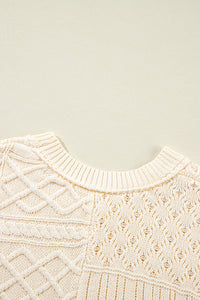 Beige Cable Knit Dolman Armholes Sweater Tank