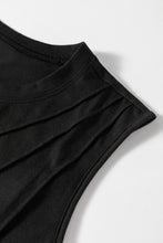 Load image into Gallery viewer, Black Crew Neck Pleated Tank Top
