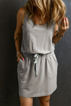 Load image into Gallery viewer, Gray Sleeveless Drawstring Waist Mini Dress
