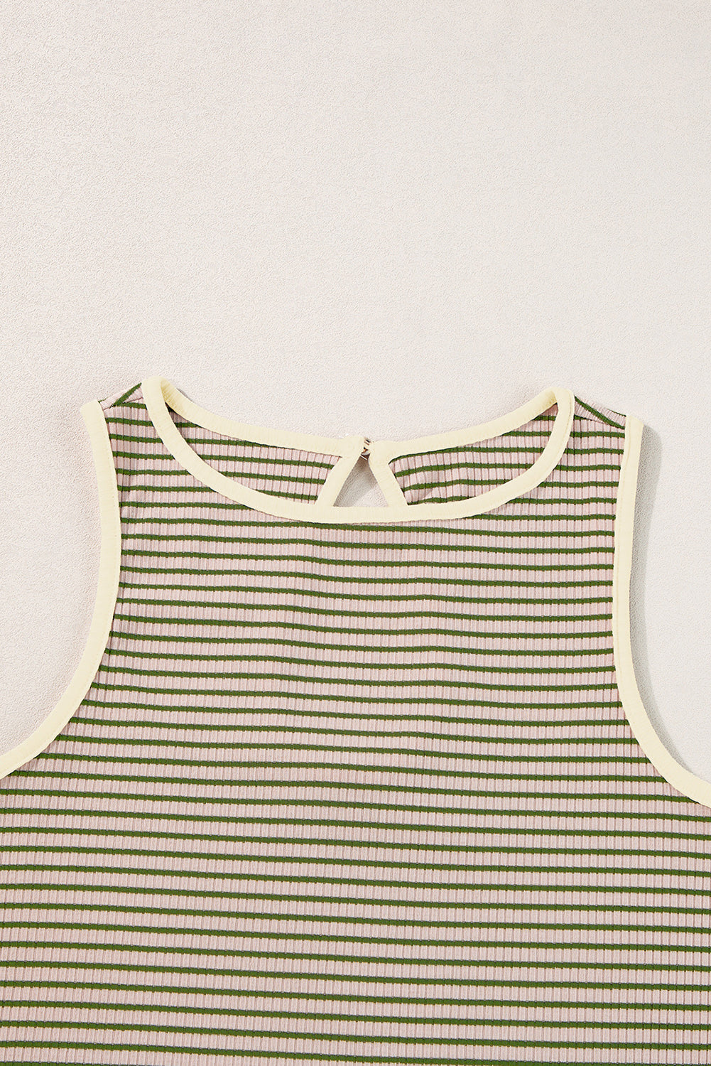 White Striped Print Ribbed Knit Sleeveless Top