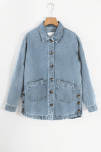 Load image into Gallery viewer, Dusk Blue Slit Buttons Pocketed Denim Jacket
