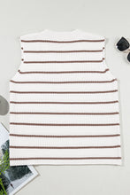 Load image into Gallery viewer, Khaki Stripe V Neck Knitted Loose Sweater Vest
