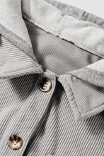 Load image into Gallery viewer, Light Grey Hooded Drawstring Pockets Corduroy Shacket
