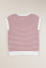 Load image into Gallery viewer, Red Stripe Ribbed Trim Loose Fit Knitted Sweater Vest
