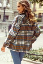 Load image into Gallery viewer, Cinnamon Plaid Print Chest Pockets Turn Down Collar Shacket
