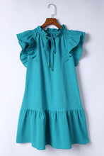 Load image into Gallery viewer, Green Tiered Ruffled Sleeves Mini Dress with Pockets
