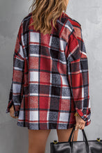 Load image into Gallery viewer, Red Plaid Print Buttoned Shirt Jacket
