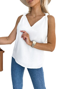 Apricot V Neck Knotted Shoulder Vest