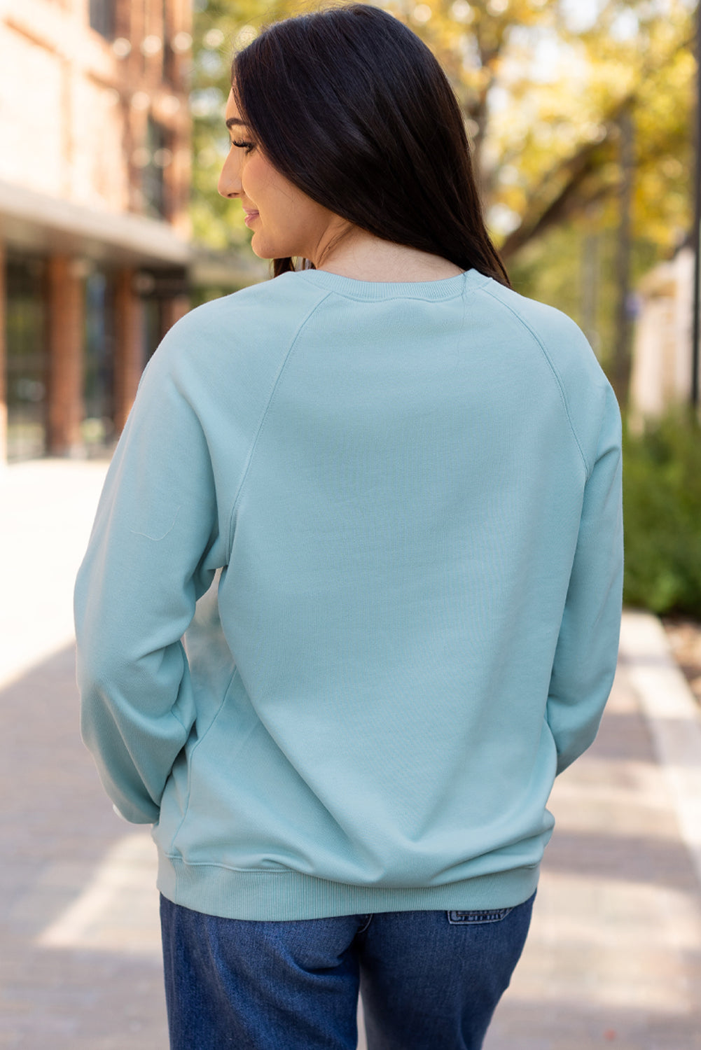 Apricot Rainbow Colorblock Striped Pullover Sweatshirt